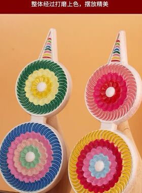 藏式实木彩绘七政宝朵玛食子花佛堂吉祥七宝朵玛家用供奉摆件一套