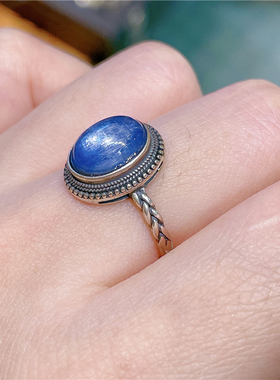 ninisn情侣蓝晶石复古风戒指