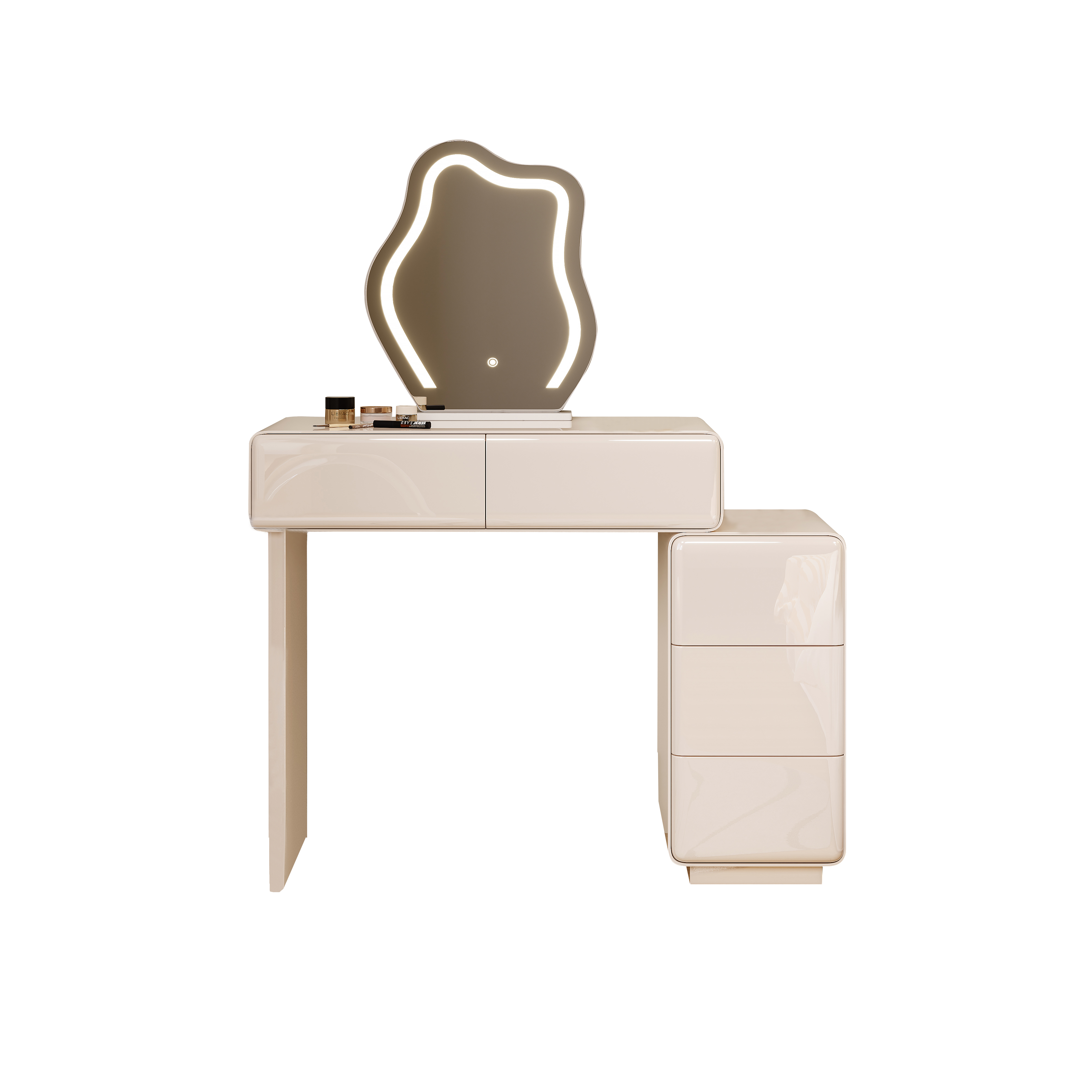 全实木法式梳妆台现代简约卧室高级轻奢化妆桌收纳柜奶油风小户型 - 图3