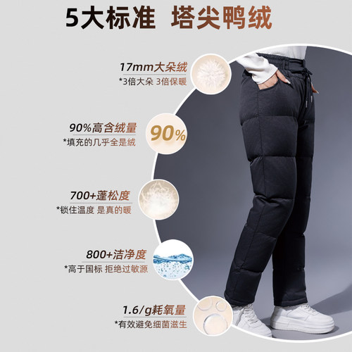 【充绒180g】零下40度极寒羽绒裤男女外穿棉裤东北中老年人哈尔滨 - 图0