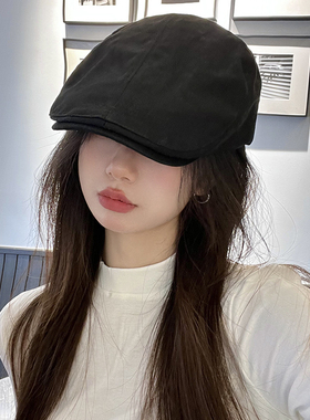 前进帽逛街英伦男女四季平檐纯色