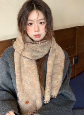 小众设计师彩点针织加厚保暖围巾