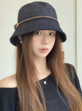 老钱风皮带扣显脸小防晒渔夫帽