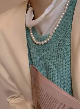 圆形ins项链925纯银天然淡水珍珠