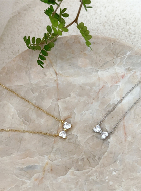 女925锆石日系蝴蝶结爱心手链