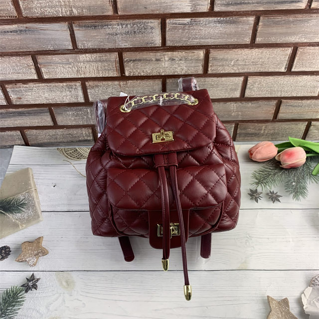First layer cowhide small fragrant diamond chain backpack