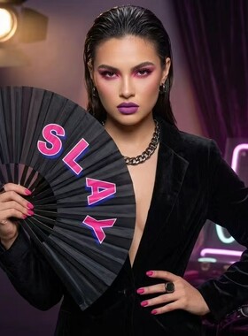 SLAY电音节拍照神器手摇折扇