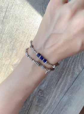 【喆】原创纯银珠不规则碎银手链 小众设计手编情侣手链 脚链