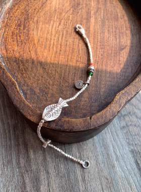 【余安】原创纯银珠朱砂手链 手编手链 脚链 情侣手链