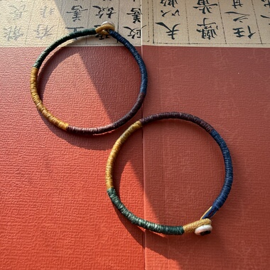 【涧】原创泰国蜡线纯银手工编金刚结手绳 情侣手链脚链 蜡线手绳