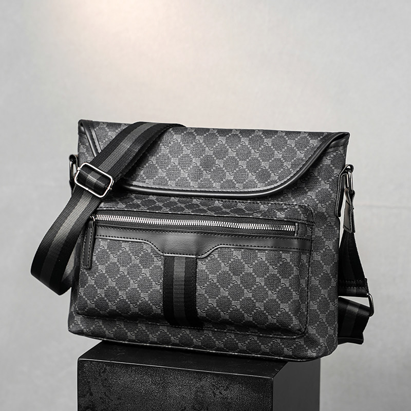 休闲男士邮差包百搭时尚横款单肩包 潮流户外斜挎包男包小挎包包,淘宝优惠券,粉丝福利购,淘宝优惠卷