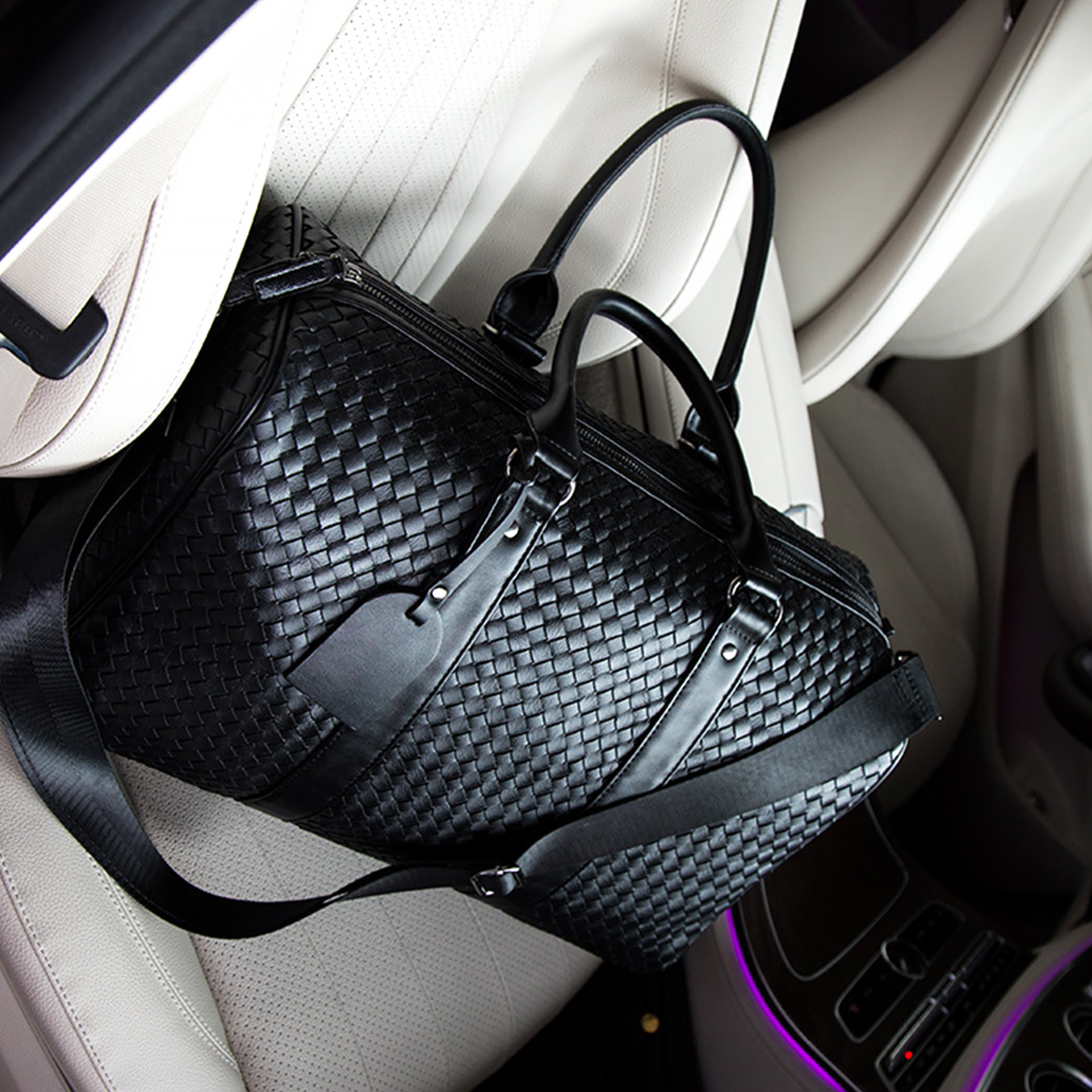 旅行包男新款欧美大容量手工编织行李袋商务出差手提单肩包健身包 - 图0