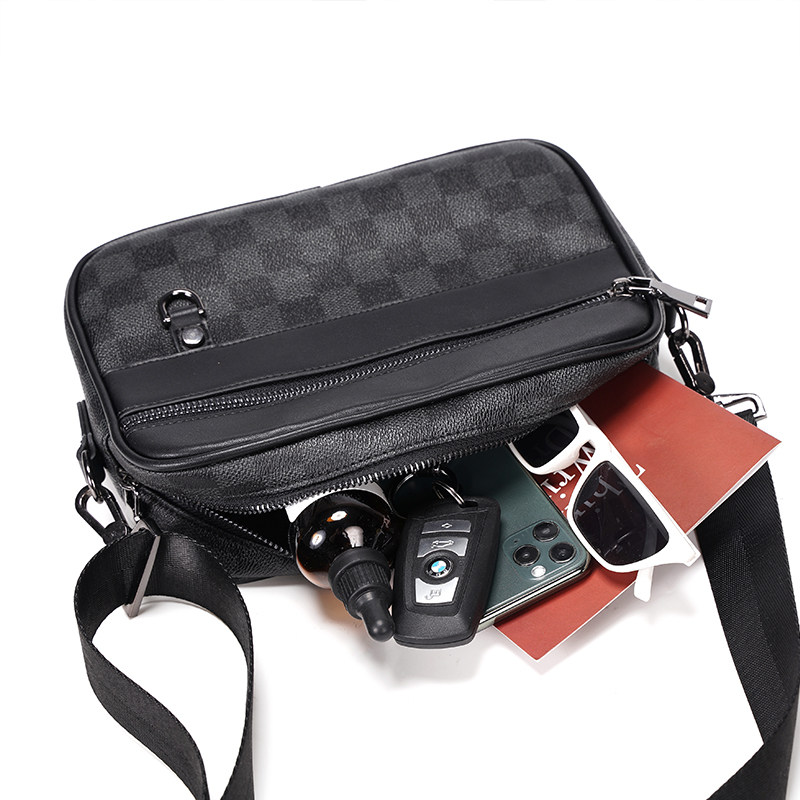 新款时尚男士格子单肩包 潮牌简约小方包潮流街头休闲男包斜挎包,淘宝优惠券,粉丝福利购,淘宝优惠卷