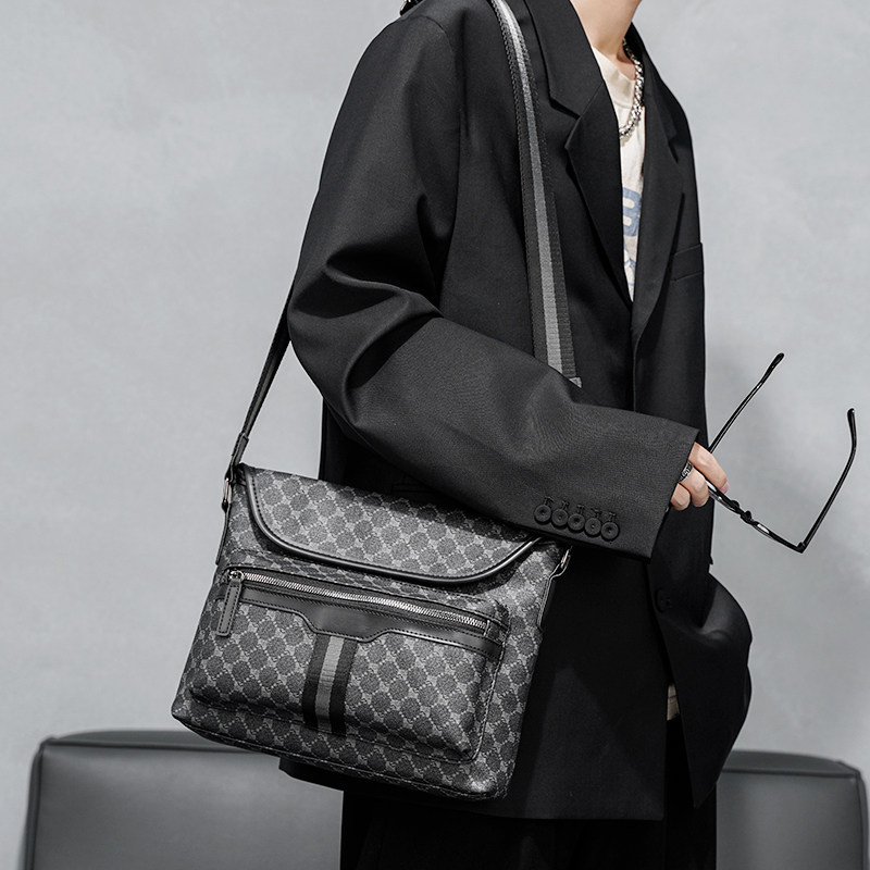 休闲男士邮差包百搭时尚横款单肩包 潮流户外斜挎包男包小挎包包,淘宝优惠券,粉丝福利购,淘宝优惠卷