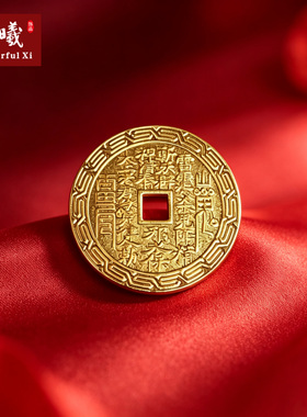 得偿所愿仿真黄金铜钱吊坠送红绳
