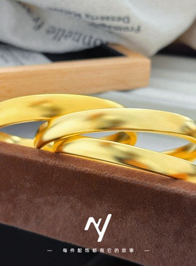 精品古法素圈轮胎泥鳅背沙金手镯