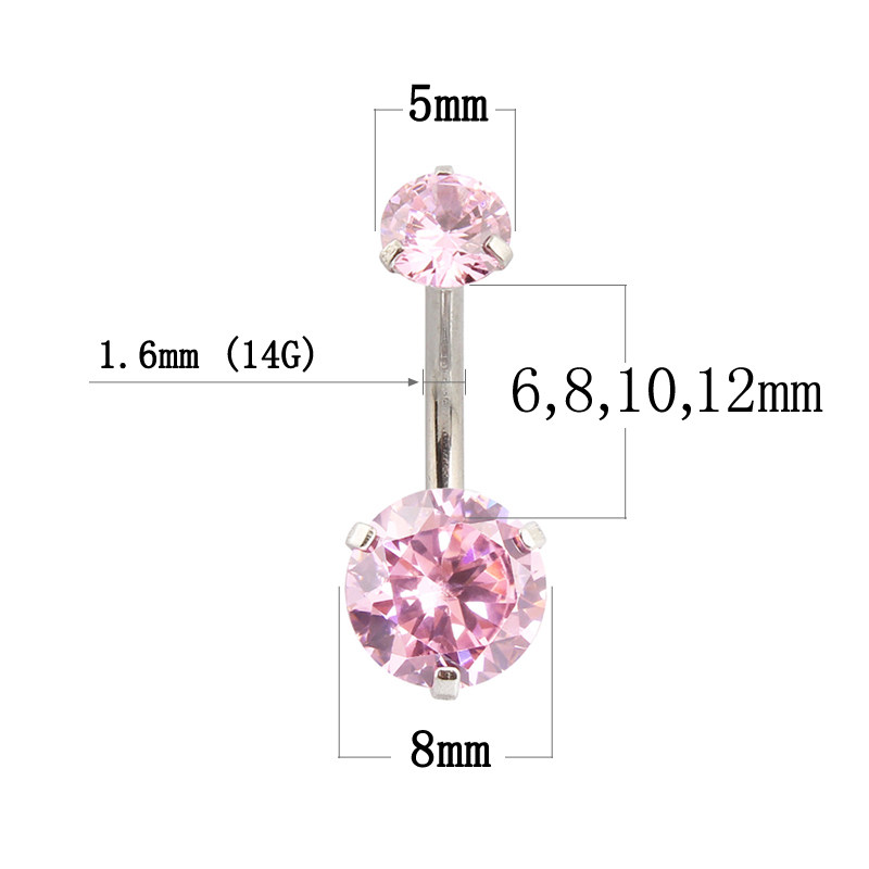 肚脐钉内螺纹全不锈钢防过敏夹双锆石圆形不过敏医用钢粗杆的脐环,淘宝优惠券,粉丝福利购,淘宝优惠卷