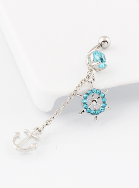 船舵船锚肚脐环肚脐扣防过敏钉 ship's wheel anchor piercing