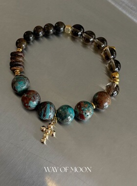 WAYOFMOON复古蓝纹石椰壳手串