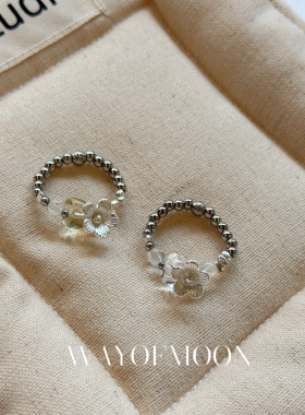 WAYOFMOON水晶花朵气质戒指