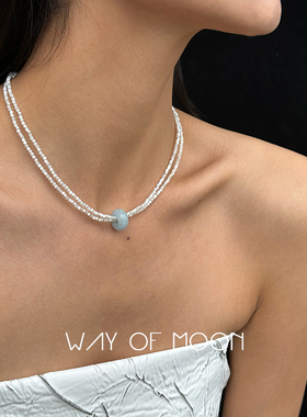 锁骨链猫眼石粉色简约百搭串珠