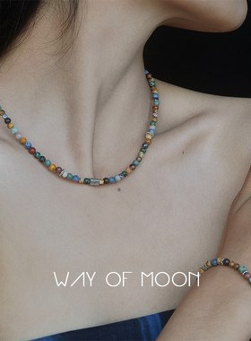 WAY OF MOON玛瑙锁骨链小众轻奢纯天然石颈链不掉色复古串珠项链