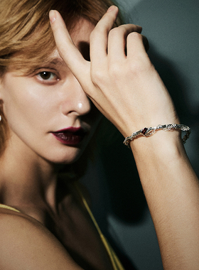 SHINSEI原创石榴石手镯纯银