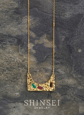 天然绿棕系宝石长毛衣链