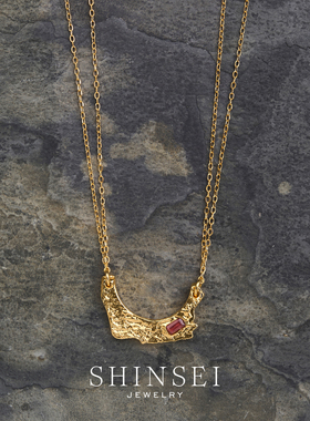 彩石双股项链玫红石榴石