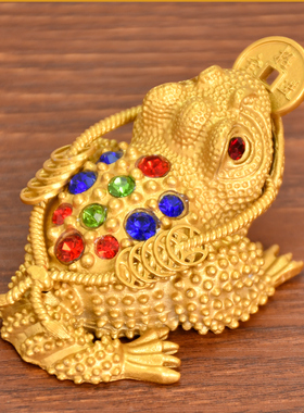 合金三足金蟾聚宝盆摆件