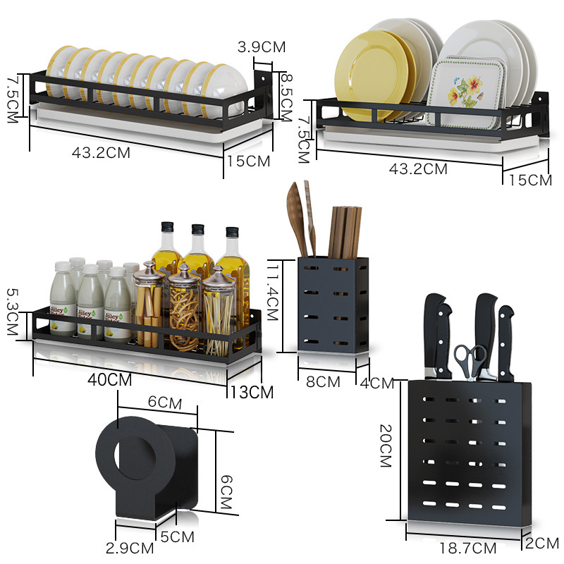 不锈钢免打孔厨房置物架筷子锅盖刀架砧板菜板碗碟收纳架欧式加厚 - 图3