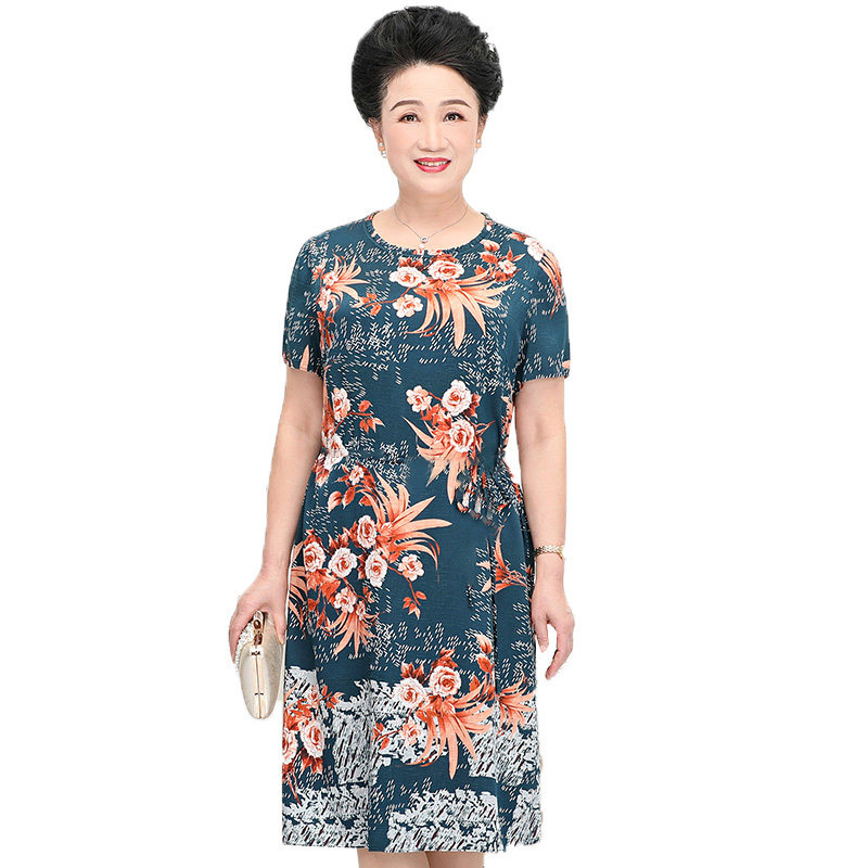 福太太中老年女装桑蚕丝大码连衣裙 福太太中老年女装