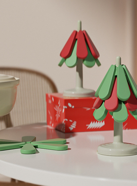 圣诞隔热垫餐桌垫硅胶防烫垫锅垫子耐高温家用高级感餐垫杯垫碗垫