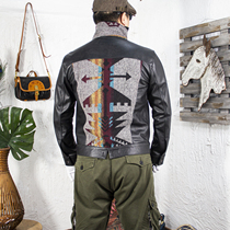 Navajo Totem ~ Light Calf Leather Jeans Genuine Leather Casual Short Leather Coat Jacket