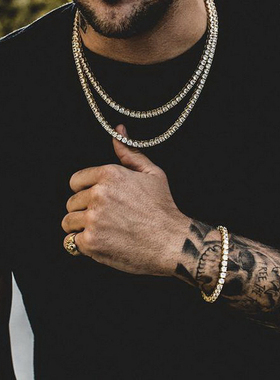 新款嘻哈锆石项链同款十字架配饰