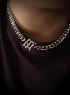 rich brian七哥同款嘻哈古巴项链钛钢不掉色男女个性潮流百搭饰品