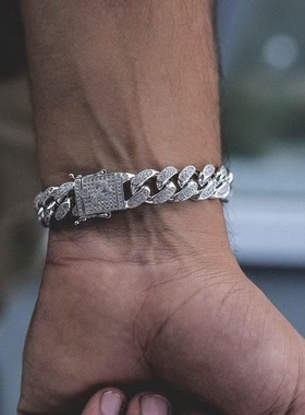 超闪龙须钻扣迈阿密满钻石项链