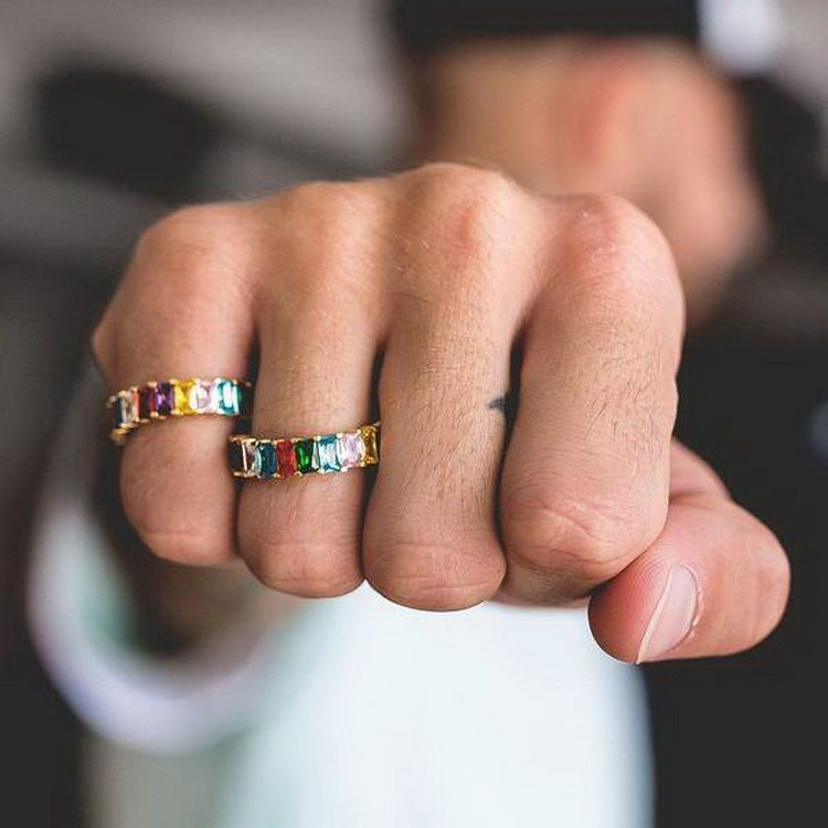 ins shopgld同款彩色宝石嘻哈指环 Fun 爷原创戒指/指环