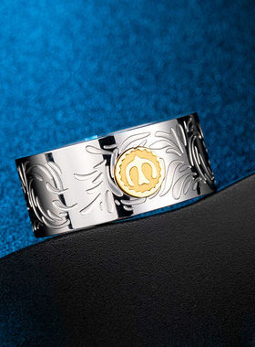 潮牌金乌唐草花纹戒指