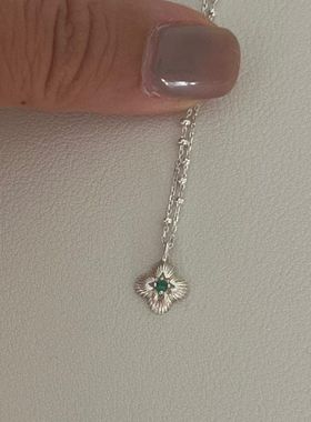 幸运四叶草韩国祖母绿石花朵复古