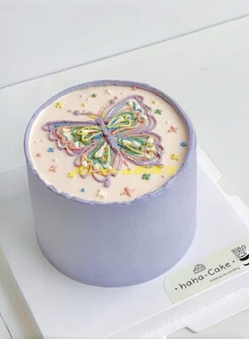 2026新款紫色裱花仿真生日蛋糕