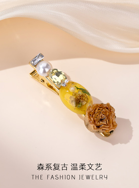 【新品】永生花发夹子女鲨鱼夹侧边发卡发饰刘海夹头饰卡子一字夹