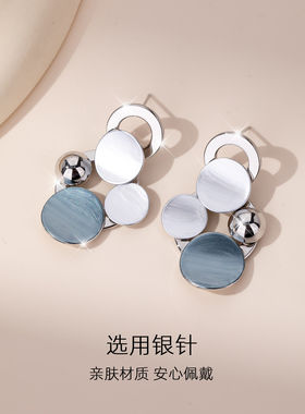 蓝色冷淡系耳饰女时尚耳钉