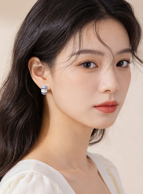 几何紫色耳饰银针耳钉女