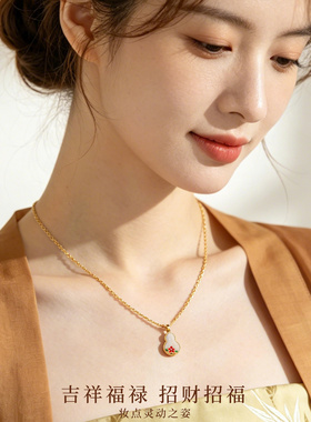 【新品】玉髓葫芦银项链女2026新款配饰高级感轻奢小众锁骨链首饰