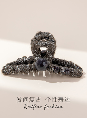 【新品】灰色毛呢抓夹发夹女2026新款高端头发夹子鲨鱼夹头饰发饰