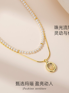 【新品】珍珠玛瑙双层颈链项链女2026新高级感轻奢小众锁骨链配饰