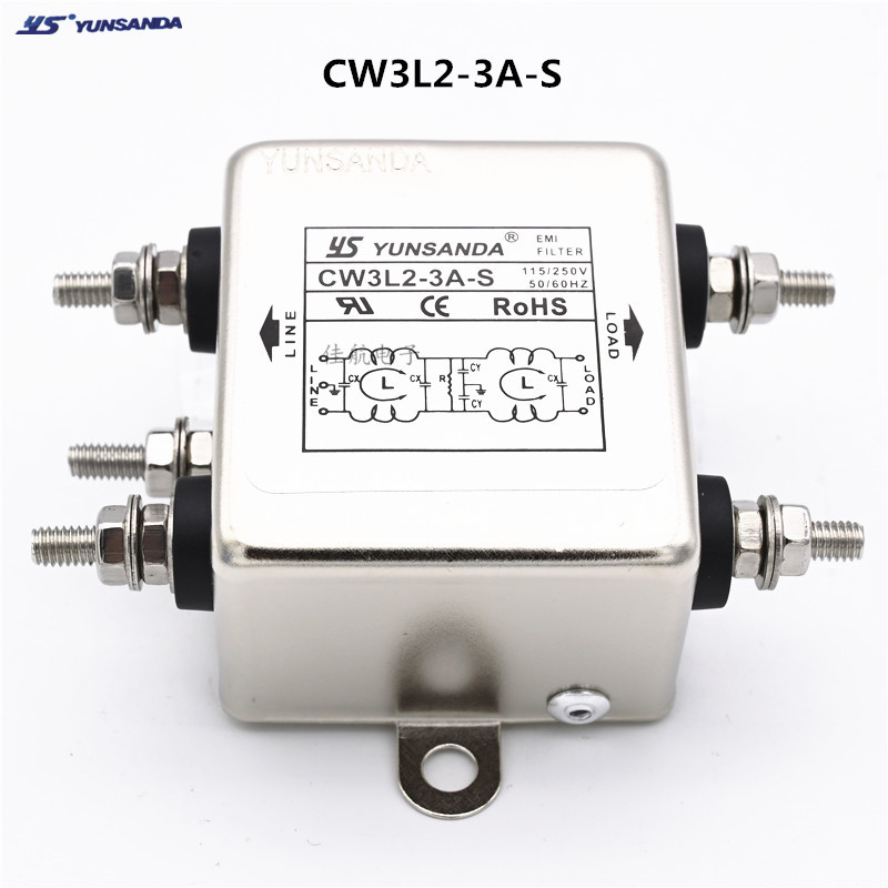 YUNSANDA电源滤波器CW3L2-10A-S 6A/3A/20A双极滤波器螺栓式 - 图3