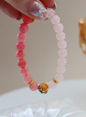 原创新中式新款粉色国风串珠手链女生高级感小众简约精致古风