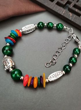 民族风藏银佛首手链少数民族饰品